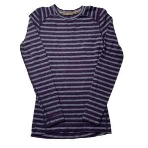 Smartwool Classic Thermal Merino Wool Purple Striped Base Layer Top XS Women's